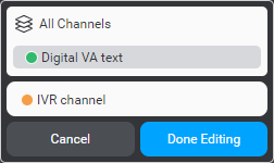 Channel selector done editing