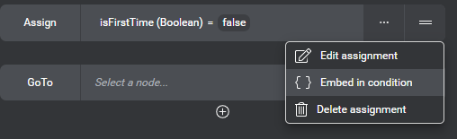 Compact assign menu embed in condition