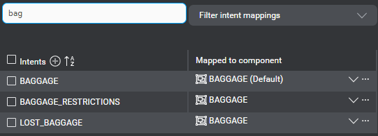 Intent mapper filter displayed intents