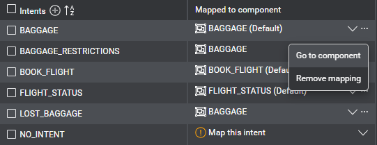 Intent mapping go to component