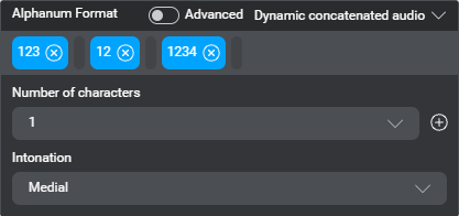 Output formatting audio alphanum