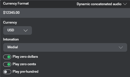 Output formatting audio amount