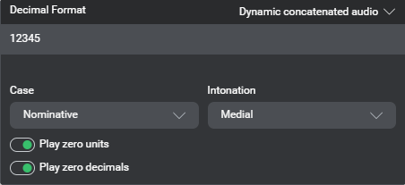 Output formatting audio decimal