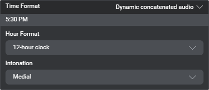 Output formatting audio time