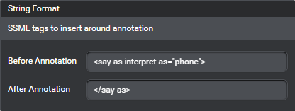 Output formatting tts string