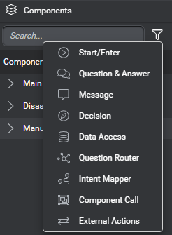 Pane components filter node types