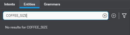 Panel nlu entities add entity coffee size