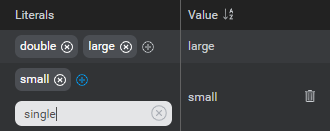 Panel nlu entities literals add