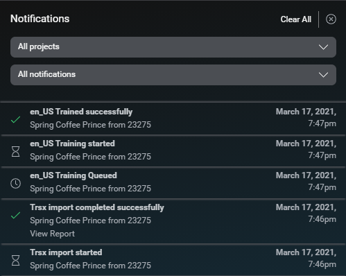 Panel notifications