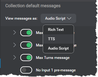 Panel settings collection view messages as