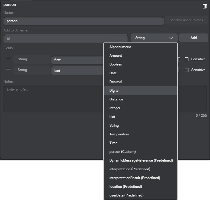 Panel variables schema simple