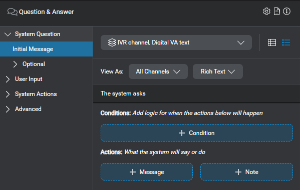 Prop add message question answer node no placeholder