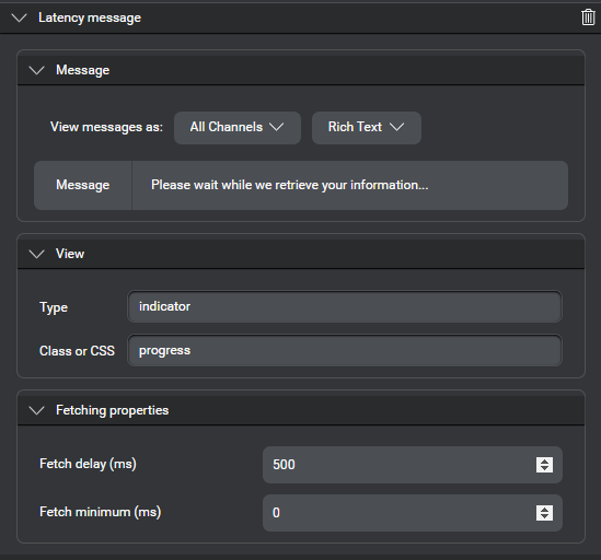 Prop data access latency message