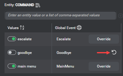 Prop question answer node command override remove