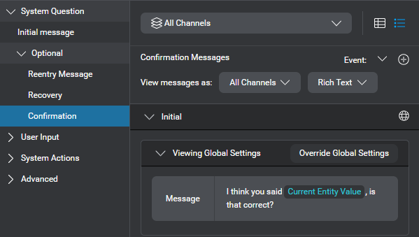 Prop question answer node confirmation initial