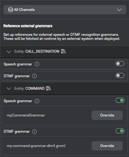 Prop question answer node grammars showing global defaults