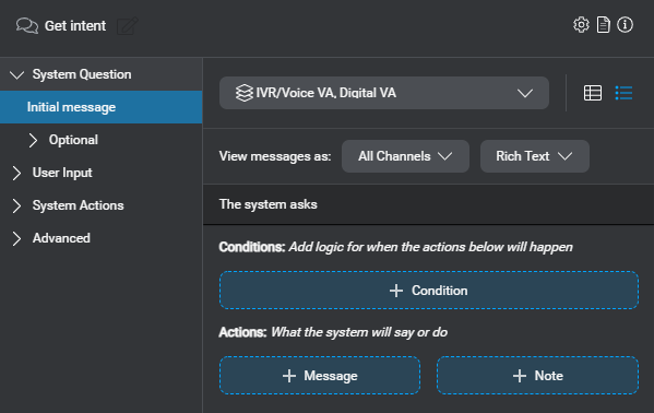 Prop question answer node initial message