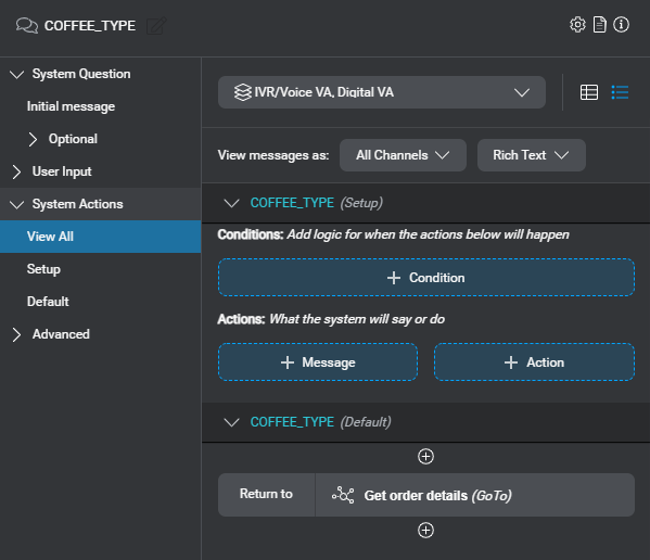 Prop question answer node list entity actions