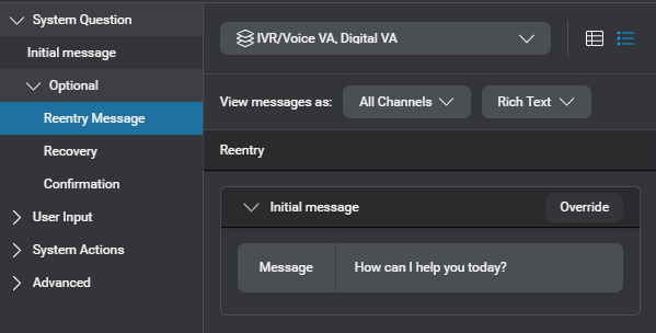 Prop question answer node reentry message initial