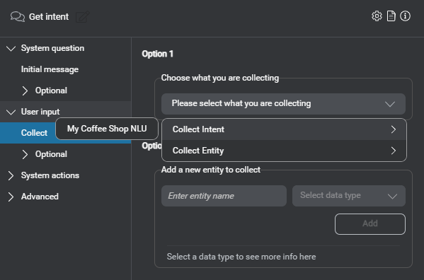 Prop question answer node user input collect intent