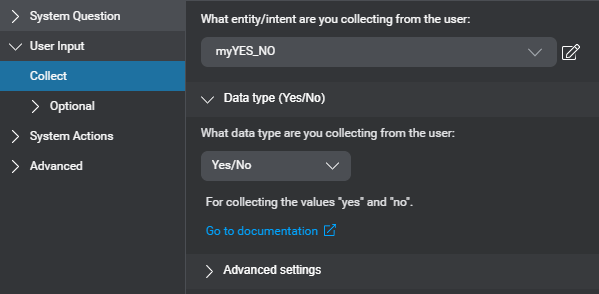 Prop question answer node user input yes no