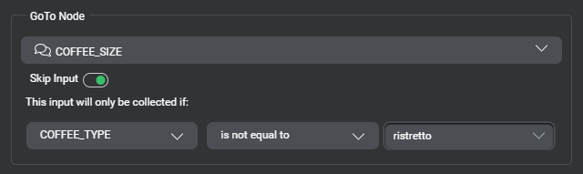 Prop question router node skip input condition set