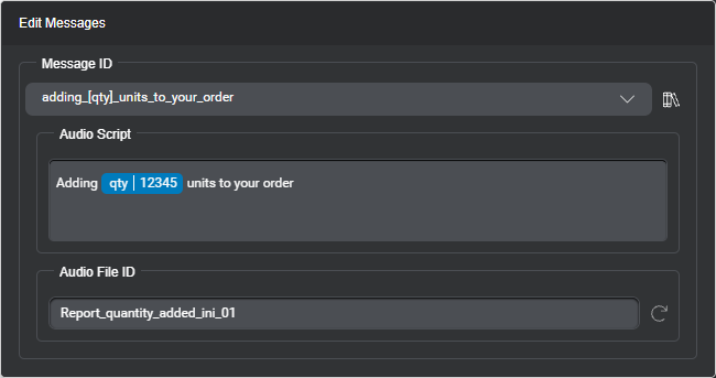 Editor message audio script dynamic