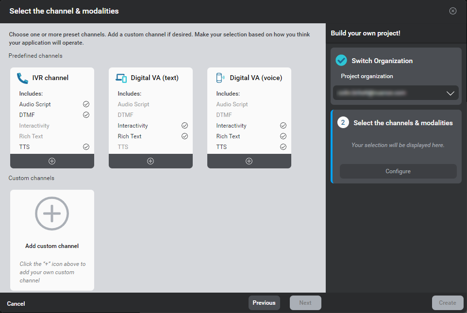 select channel and modalities