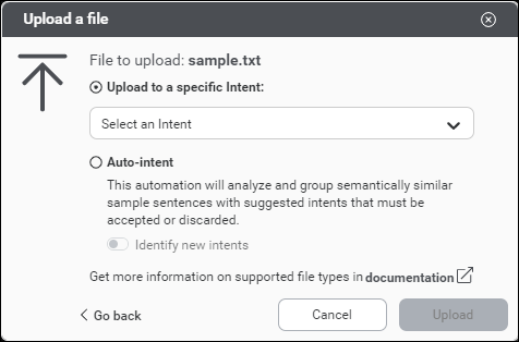 NLU samples import modal